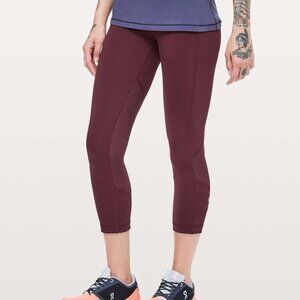 Lululemon Pace Rival Crop in Dark Adobe (Burgundy Maroon) 22" Length, Size 4 EUC